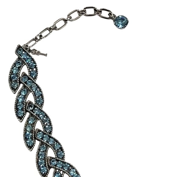 Crown Trifari Cavalcade Blue Silver Tone Necklace Earrings Set - Picture 2 of 10